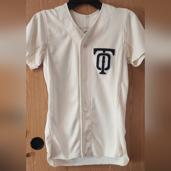 Cream Button-Up Jersey with Logo - Picture 1 of 5